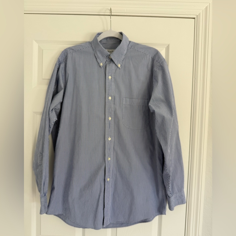 Brooks Brothers 100% Cotton Blue Micro-Check Button-Down Shirt